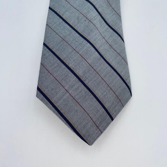 Hill & Archer Gray Blue Red Striped Neck Tie Men's 56.5" - Picture 2 of 4